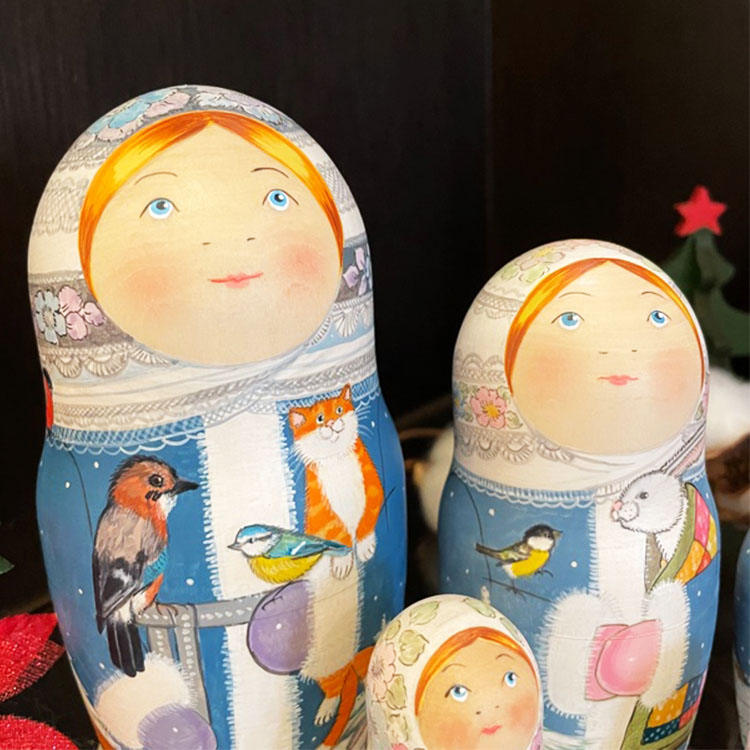 ロシア雑貨☆鳥マトリョーシカ(5P)H17.5cm Birds タチアナ作 ロシア雑貨☆鳥マトリョーシカ(5P)H17.5cm Birds タチアナ作